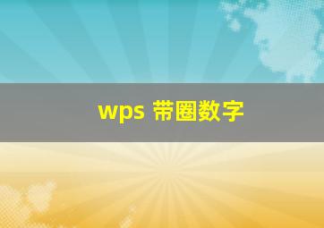 wps 带圈数字